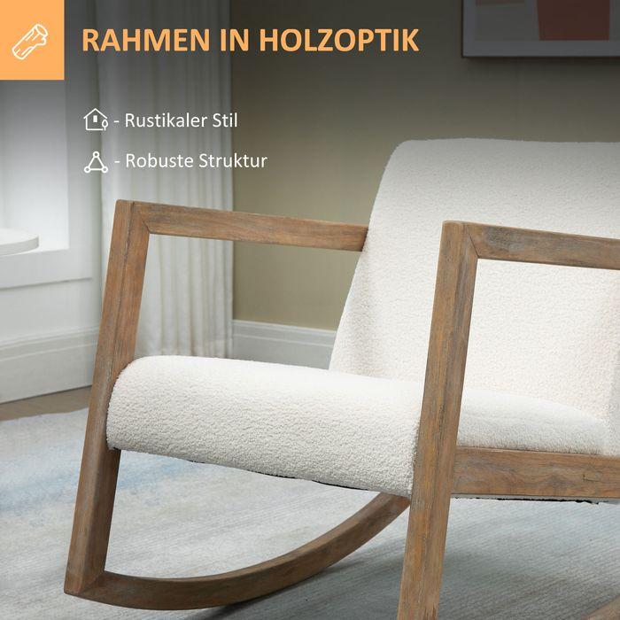 Produktbild Swisshandel24 Schaukelstuhl mit Holzrahmen gepolstert Relax Stuhl Wohnzimmersessel Lounge mit gepolsterter Sitzflä