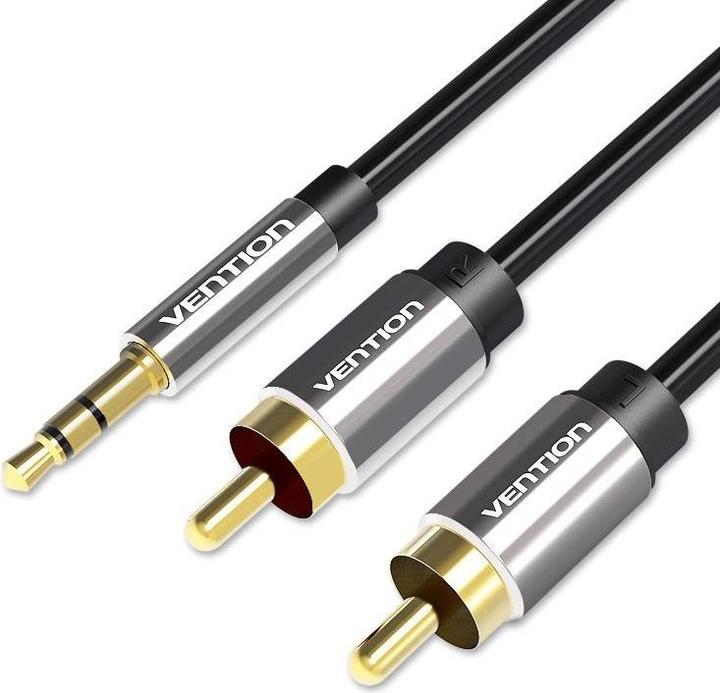 Image du produit Vention Câble audio 3.5mm mâle vers 2x RCA mâle 3m BCFBI Black (3 m, Câble AUX, Câbles Cinch)