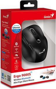 Produktbild Genius Ergo 9000S/Ergonomická/Optická/Pro praváky/2 400 DPI/Bezdrátová USB + Bluetooth/Černá (Kabellos)