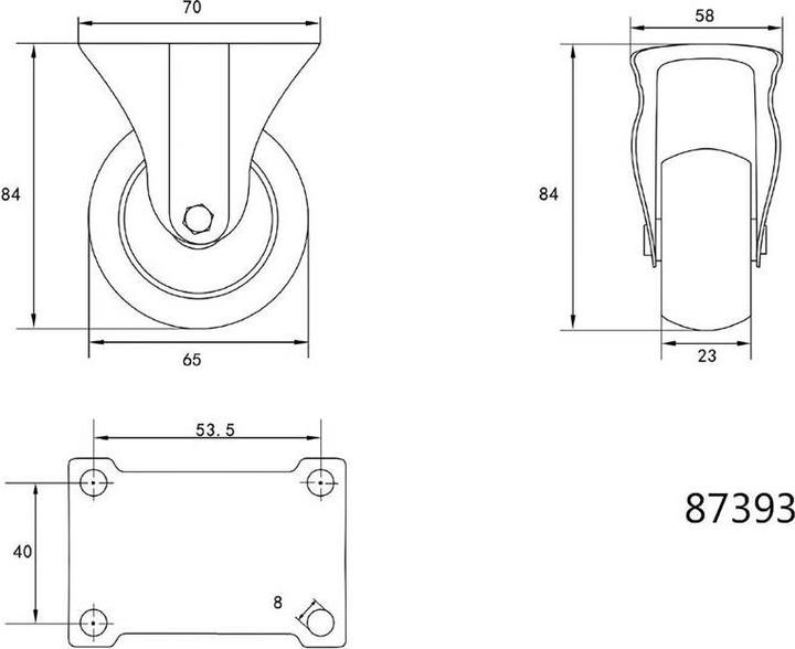 Actual product image Toya VOREL, 60 mm polypropylene permanent wheel