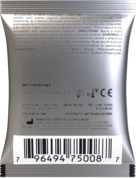 Actual product image System JO - Sachet Classic Hybrid Lubricant - 5 ml (5 ml)