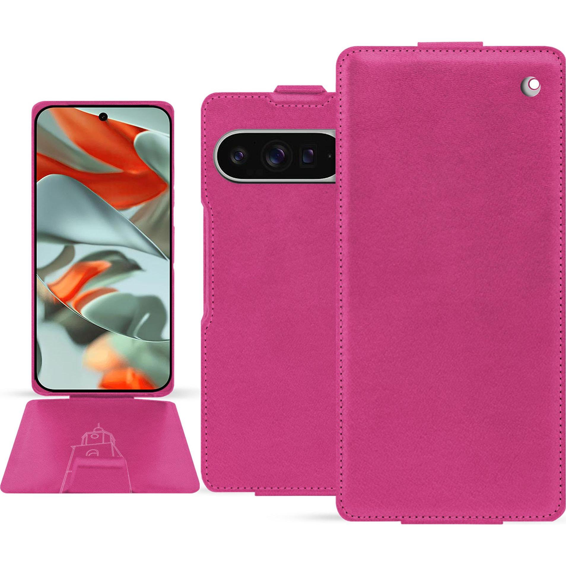 Noreve Lederschutzhülle vertikal (Google Pixel 9 Pro XL), Smartphone Hülle, Rosa