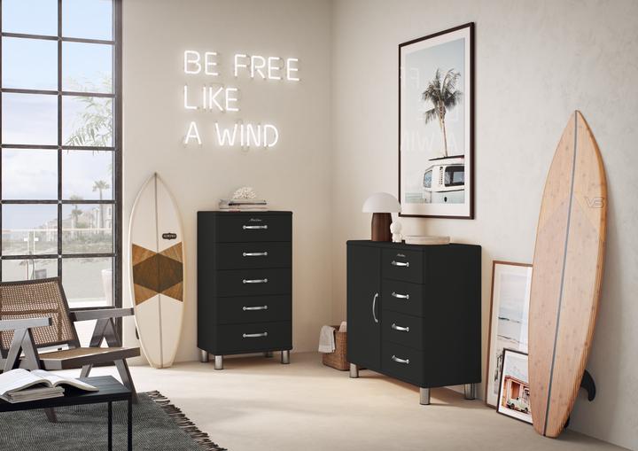 Actual product image tenzo Malibu chest of drawers metal/wood 60x41x111 cm (60 x 41 x 111 cm)