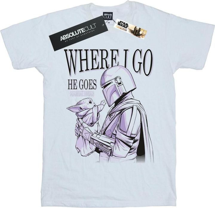 Immagine prodotto Star Wars The Mandalorian Where I Go Maglietta Uomo (L)