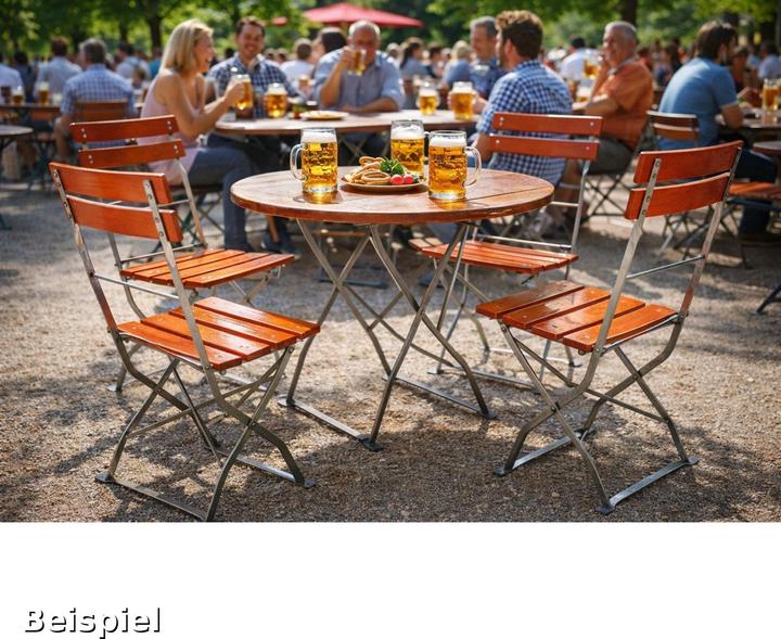 Actual product image Mojawo Beer garden folding chair garden chair acacia steel powder-coated