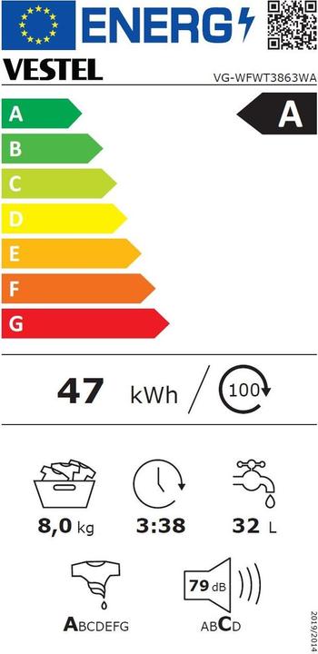 Energy Label Vestel VG-WFWT3863WA (8 kg, Left)
