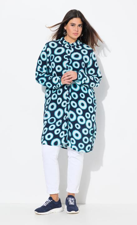 Actual product image Ulla Popken Circle Print Long Sleeve Button Down Duster Blouse (42, 44)