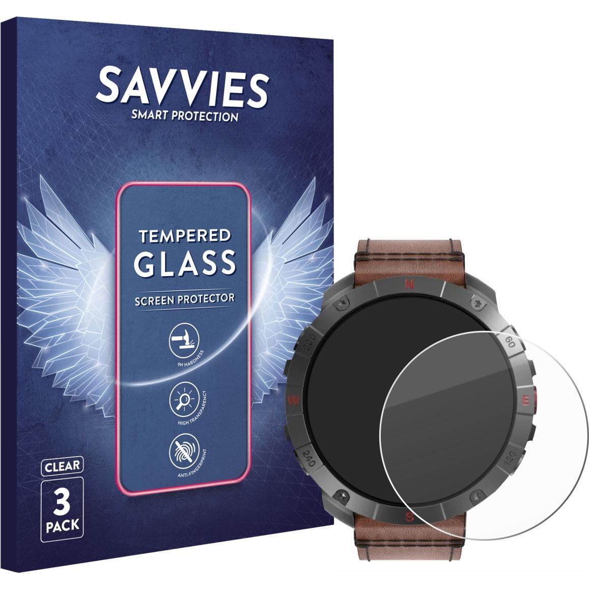 Savvies Panzerglas Displayschutz 9H Schutzglas Glas Klar Transparent, Smartwatch Schutzfolie, Transparent