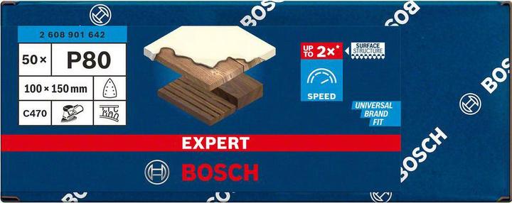 Produktbild Bosch Professional Zubehör EXPERT C470 Schleifpapier, 100 x 150 mm, G 80, 50 Stück (80)
