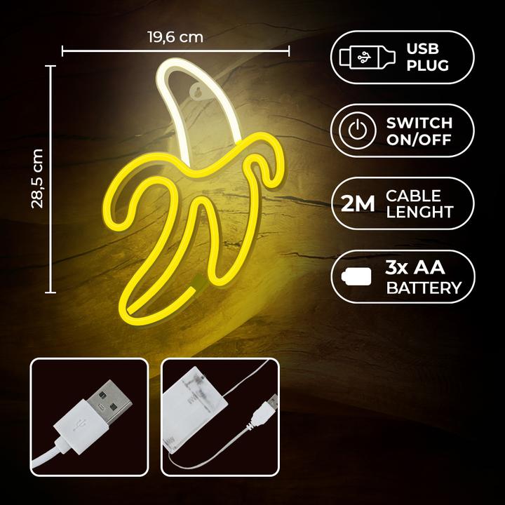Actual product image Forever Light Neon LED Light BANANA white yellow Bat + USB FLNE10