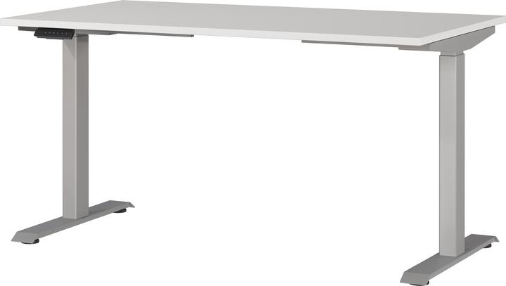 Actual product image Germania JET height-adjustable desk light grey rectangular, T-leg frame silver 140.0 x 80.0 (140 x 80 x 72 cm)