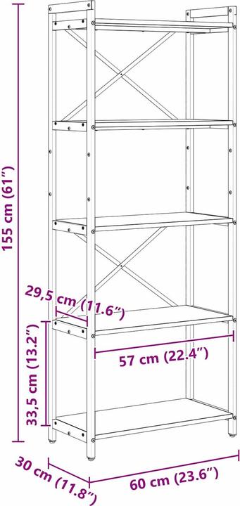 Actual product image vidaXL Bücherregal (30 x 30 x 155 cm)