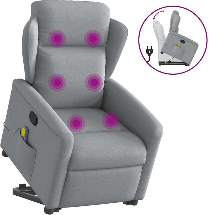 Actual product image VidaXL Massage chair with stand-up aid Light grey fabric