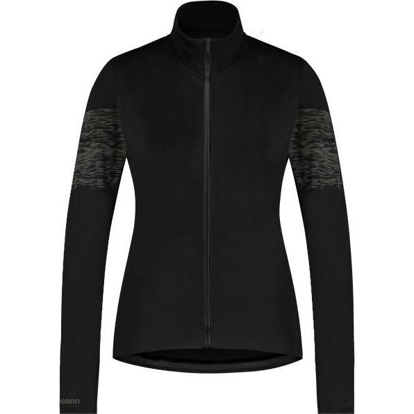 Shimano, Damen, Velotrikot, W's Kaede wind jersey insulated BLACK XL (XL), Schwarz, XL