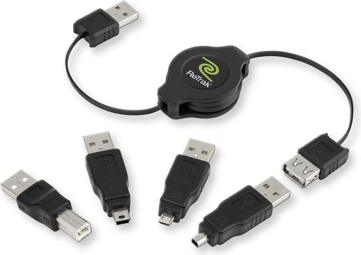 Actual product image ReTrak EUCABLERU2M USB cable 1 m USB 2.0 USB A Black (1 m, USB 2.0)
