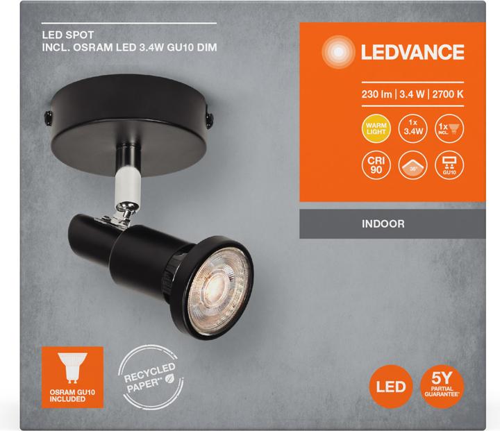 Actual product image Ledvance LED SPOT BLACK 1 X 3.4W 927 DIM (230 lm, GU10)