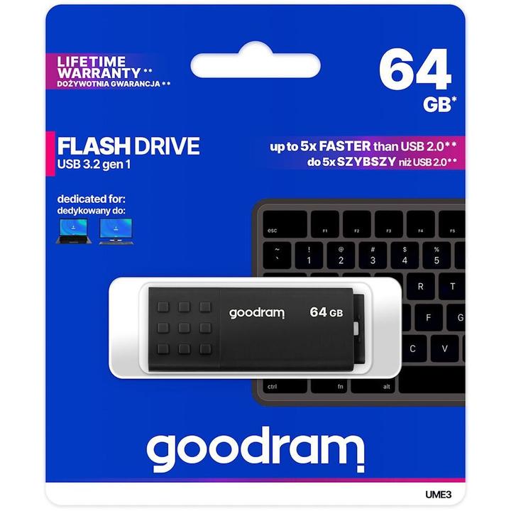 Actual product image Goodram UME3 UME3-0640K0R11 Pendrive (64 GB, USB 3.0, black) (64 GB, USB-A)