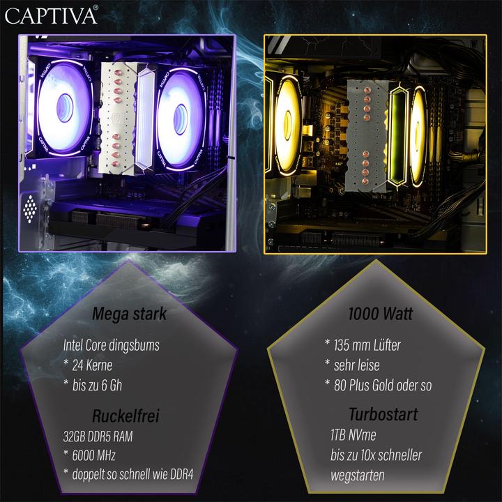 Produktbild Captiva Crucial-Gamescom-Edition 2025 R93-603 (AMD Ryzen 5 9600X, 16 GB, 2000 GB, GeForce RTX 5060 Ti)