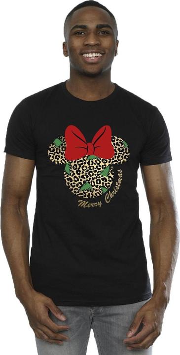 Actual product image Disney Mens Minnie Mouse Leopard Christmas T-Shirt (XXL)