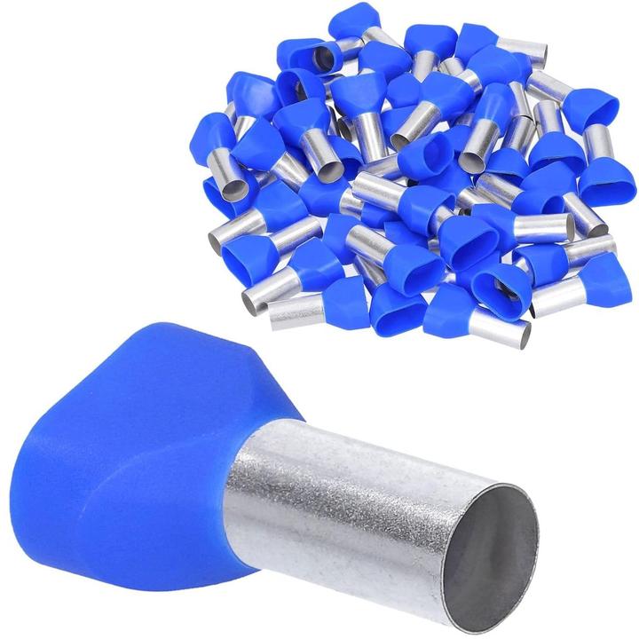 Produktbild Kalitec 50 Stück AET1625BL Zwillingsaderendhülsen isoliert 2x16,0mm² 25mm lang blau I Made in German