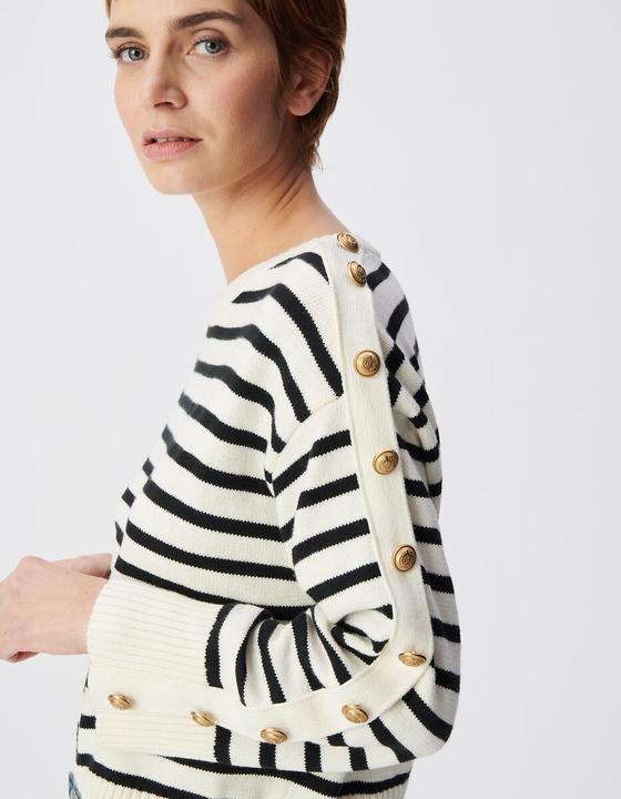 Produktbild Ikks Marinière-Pullover mit Rundhalsausschnitt und Knöpfen an den Ärmeln (L)