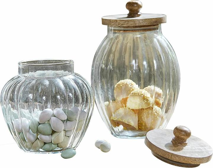 Produktbild Loberon Glasdose 2er Set Vionnée klar/antikbraun