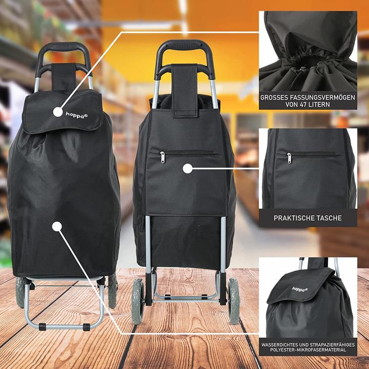Produktbild Hoppa 47L Stabiler Einkaufstrolley Schwarz