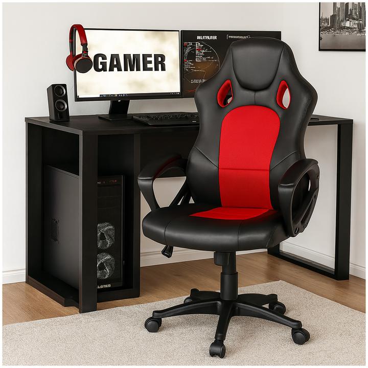 Produktbild HTI-Living Drehstuhl Schwarz-Rot Daytona