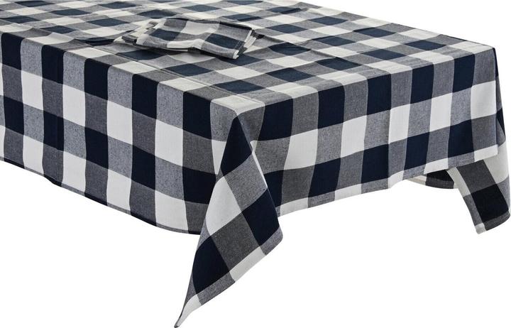 DKD Home Decor Tischdecke und Servietten 150 x 150 x 0,5 cm Blau Weiss