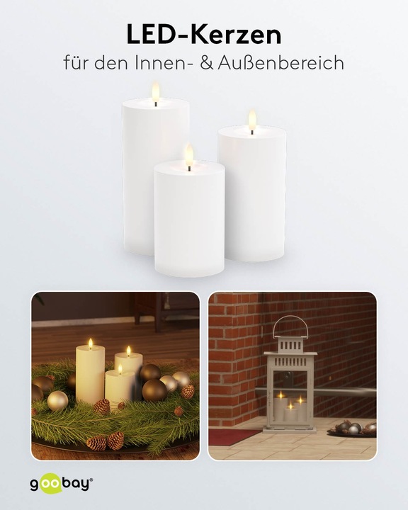 Image du produit Goobay Lot de 3 bougies LED "Outdoor (3 x)