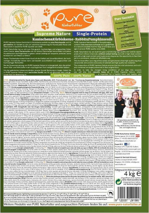 Produktbild Pure Naturfutter PURE Kaninchen & Kürbiskerne - single Protein & getreidefrei (Adult, 1 Stk., 4000 g)