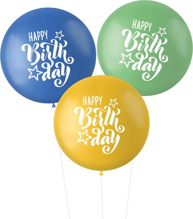Folat Ballons XL' Joyeux anniversaire † bleu/vert 80cm - - (3 x)