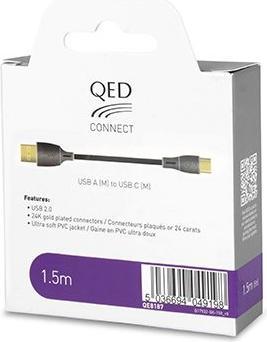 Actual product image QED Connect Cable Usb-A (M) To Usb-C (M) 1.5 meters QE8187 (1.50 m)