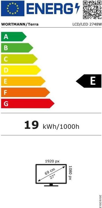 Energie-Label Wortmann TERRA LCD/LED 2748W V3 schwarz HDMI/DP/USB-C GREENLINE PLUS (1920 x 1080 Pixel, 27")