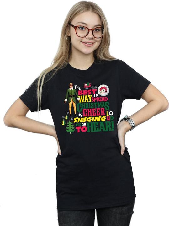 Actual product image Elf Womens/Ladies Christmas Cheer Cotton Boyfriend T-Shirt (S)