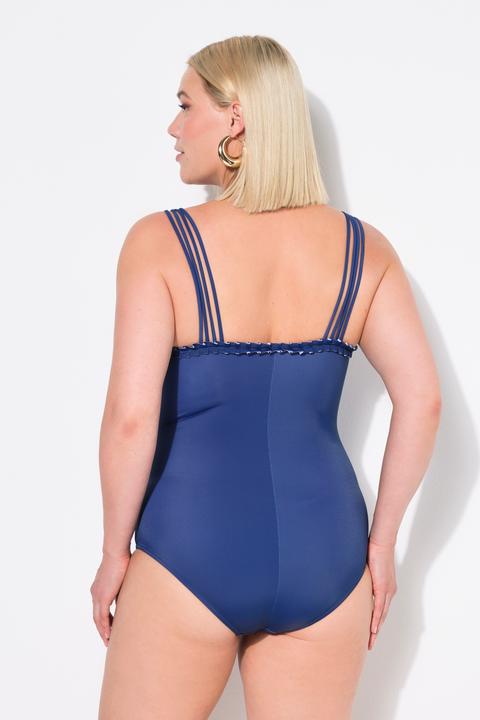 Image du produit Ulla Popken Maillot de bain avec bonnets souples, motif homards et quadruple bretelle, matières recyclées (46)
