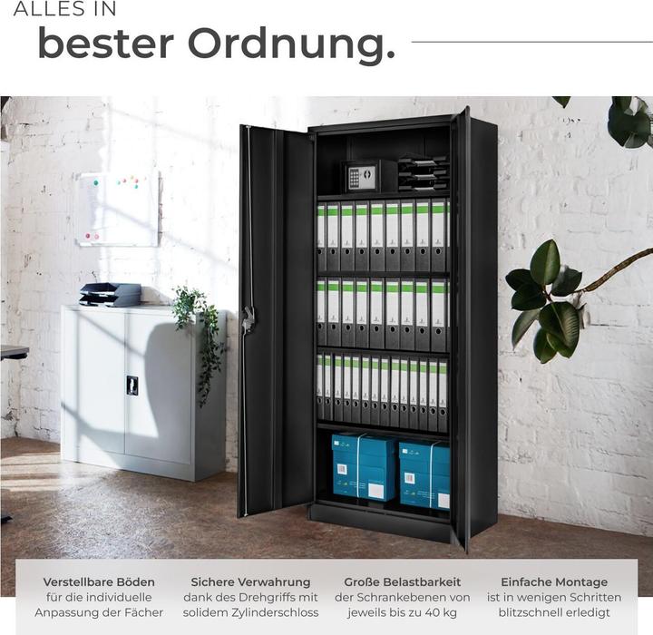 Produktbild tectake Aktenschrank (80 x 40 x 180 cm)