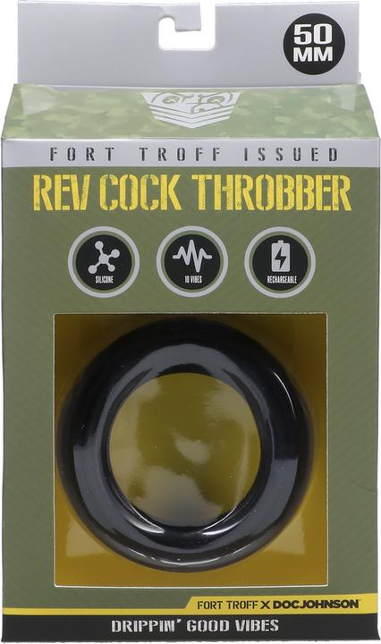 Actual product image Doc Johnson Rev Cock Throbber - Vibrating Cockring - Large - Black (5 cm)
