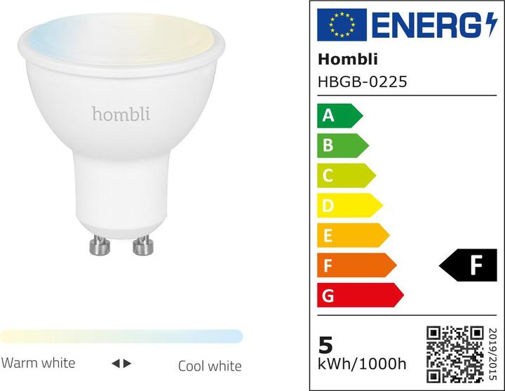 Energy Label Hombli Smart Spot (4.5W) CCT Duo Pack (GU10, 4.50 W, 350 lm, 2 x, F)