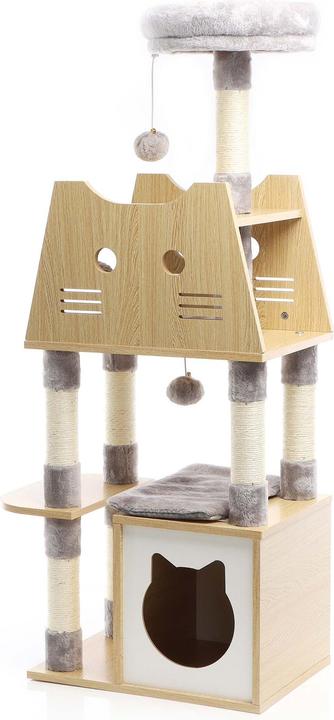 Actual product image Fudajo Scratching post (126 cm, Light wood and grey plush)