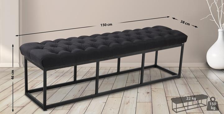 Actual product image Swisshandel24 Bench Amun Fabric Black 150 cm, black (150 cm)