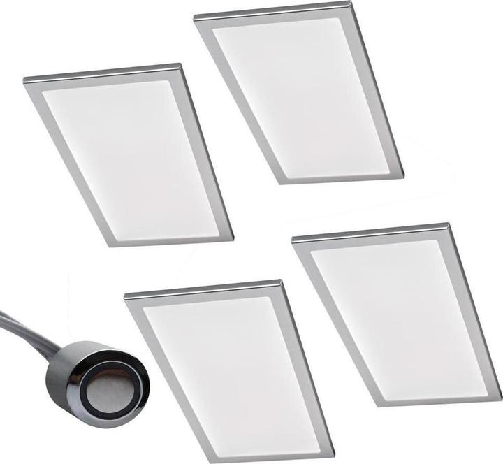 Actual product image Rolux Set of 4 LED luminaire BASSO 4x6W, stainless steel look, 3000K warm white