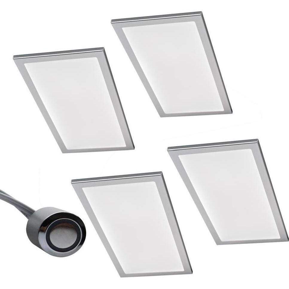 Rolux, Zubehör Elektroinstallation, 4er-Set LED Leuchte BASSO 4x6W, Edelstahl-Optik, 3000K warmweiss