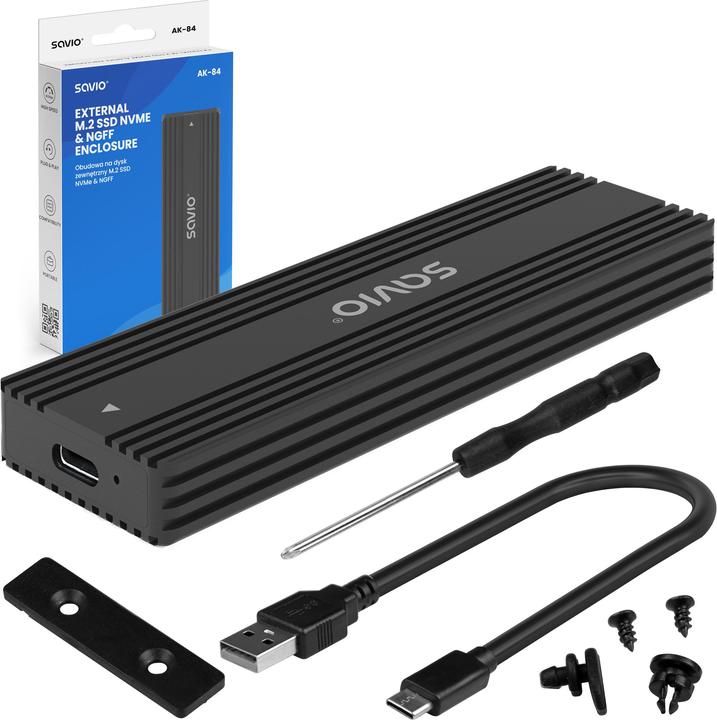 Immagine prodotto Savio AK-84 Speicherlaufwerksgehäuse SSD-Gehäuse Schwarz M.2 (M.2)