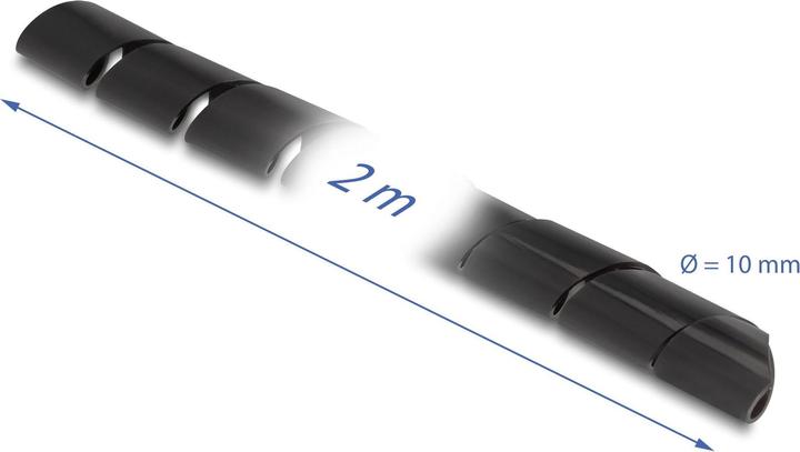 Image du produit Delock Tuyau spiro flexible 2 m x 10 mm noir (Tuyau spiralé pour câble, 200 cm)