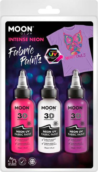 Produktbild Haza Witbaard Textilfarbe Neon 3x30ml - Weiss, Pink, Lila (Weiss, Lila, Pink, 30 ml)