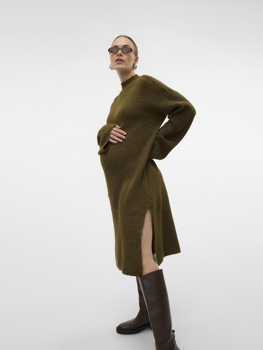 Actual product image Mamalicious Regular fit Round neck Ribbed cuffs Wide sleeves Midi dress Knitted dress (XL)