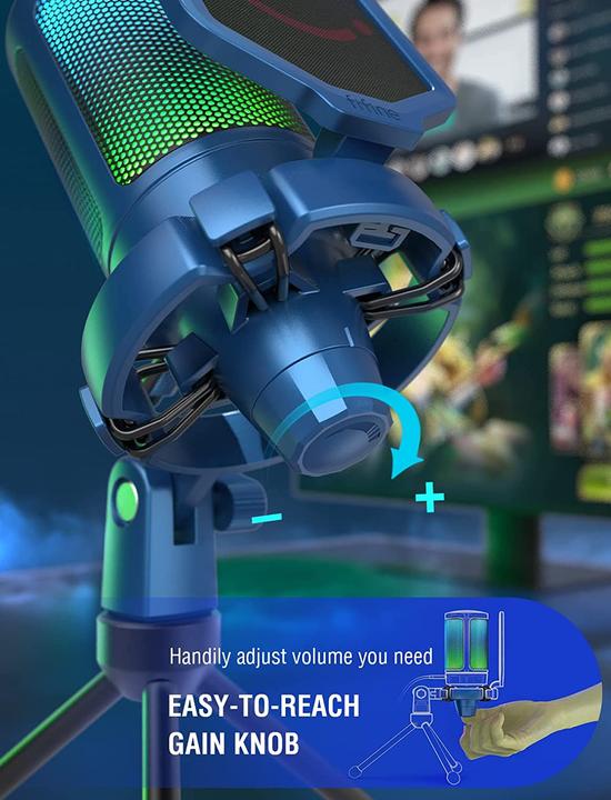 Immagine prodotto Fifine A6V USB RGB Gaming Mic blu