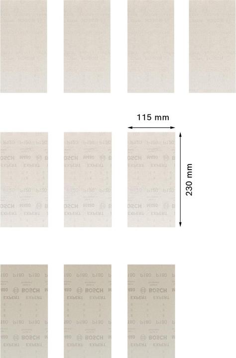 Immagine prodotto Bosch Professional Zubehör Set di reti di levigatura Expert M480, 115 x 230 mm, 10 pezzi (80, 120, 180)