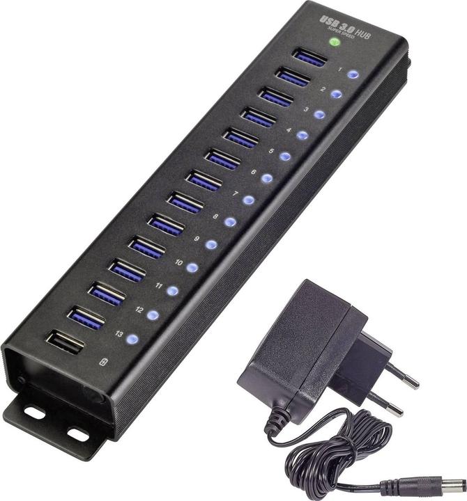 Renkforce 13 Port USB 3 Aluminium Hub mit Schnellladeport (USB-A, 13 Ports)